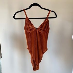 Velvet V-neck Corduroy Bodysuit